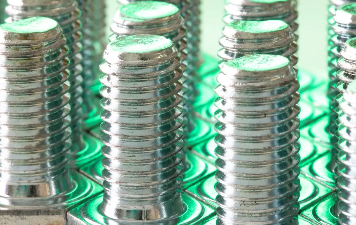 Close-up threaded fastener stock